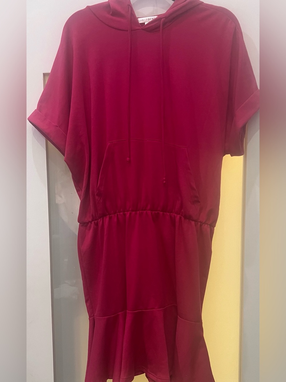 CURVY SENSE Raspberry Red Drawstring Waist Dress Size 1X